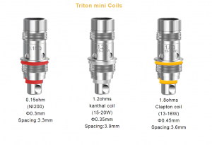 The Plato does not come with Triton mini coils but it they are compatible. Use Triton mini for MTL sub-ohm vaping or Temperature Control (TC)