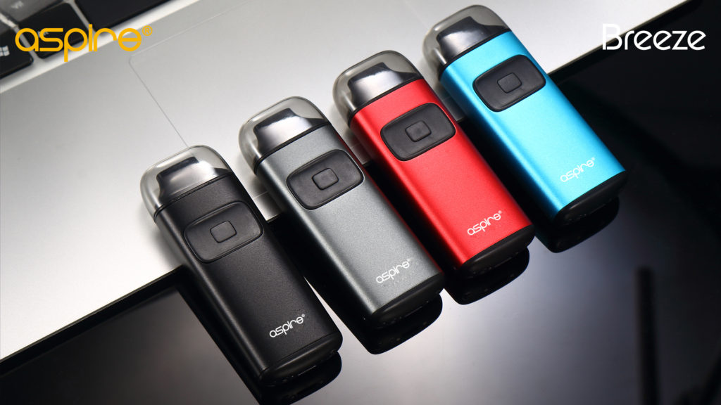 Aspire Breeze in black, gray, red and blue.