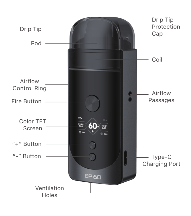 Aspire BP60 settings and buttons.